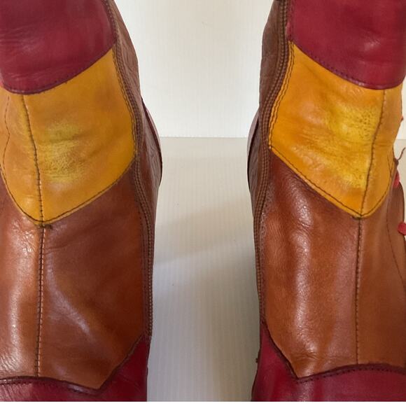 Vintage Laura Vita Bohemian Patchwork Leather Ankle Boots Women’s 8.5 Chunky - Picture 6 of 14